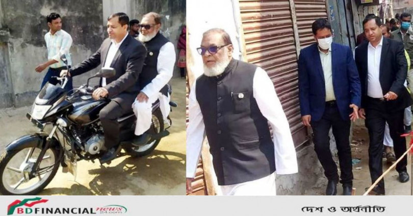 মুক্তিযুদ্ধবিষয়ক মন্ত্রীকে মোটরসাইকেলের পেছনে নিয়ে নির্মাণাধীন রাস্তা ঘুরে দেখালেন মো. জাহাঙ্গীর আলম