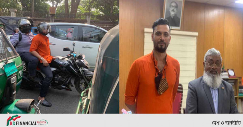 নিজে বাইক চালিয়ে সচিবালয়ে ‘নড়াইল এক্সপ্রেস’