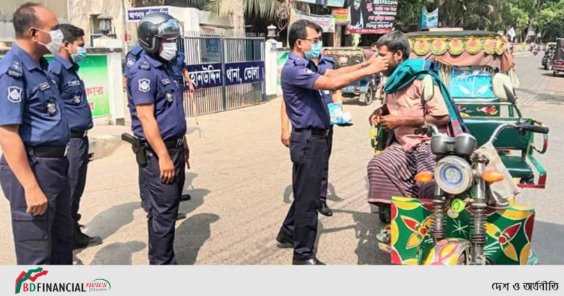 লকডাউন কর্মসুচি বাস্তবায়নে ভোলায় পুলিশি কার্যক্রম অব্যাহত