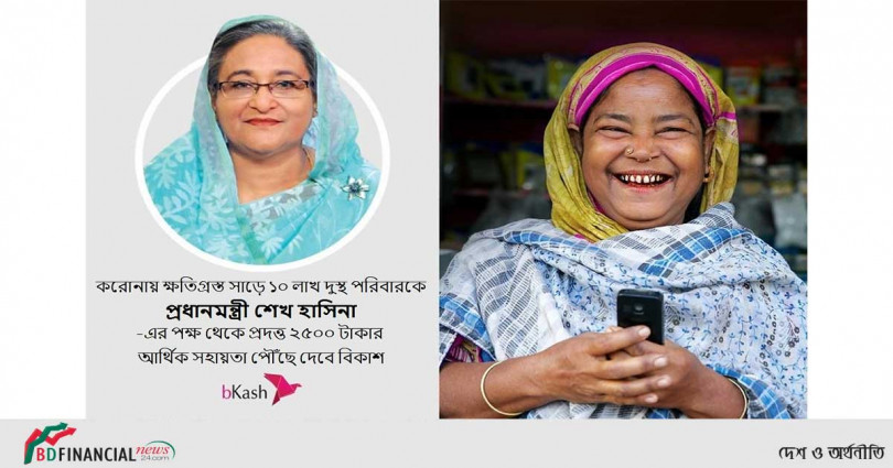 এবার করোনায় ক্ষতিগ্রস্ত সাড়ে দশ লাখ পরিবার প্রধানমন্ত্রীর আর্থিক সহায়তা পাবে বিকাশে