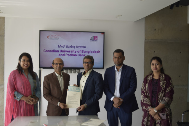 পদ্মা ব্যাংক ও কানাডিয়ান ইউনিভার্সিটির মধ্যে সমঝোতা চুক্তি  স্বাক্ষর